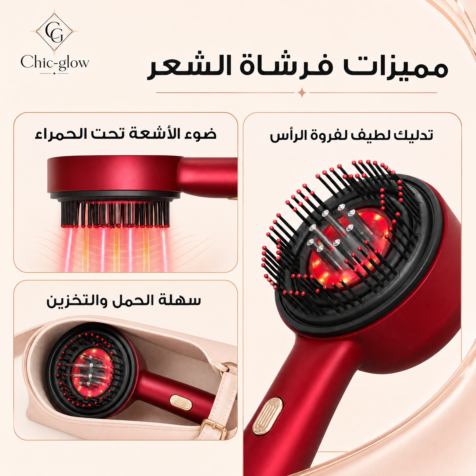 فرشاة تدليك لفروة الرأس مع أداة لتوزيع الزيت - الصورة 2
